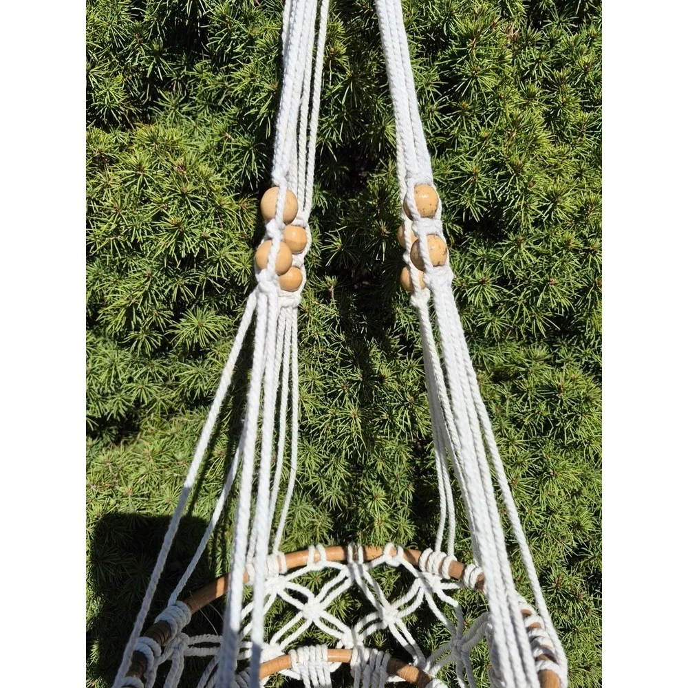 2 Level Graduated Tiered Flat Bottom Macrame Plant Hanger Boho Shabby Chic Retro